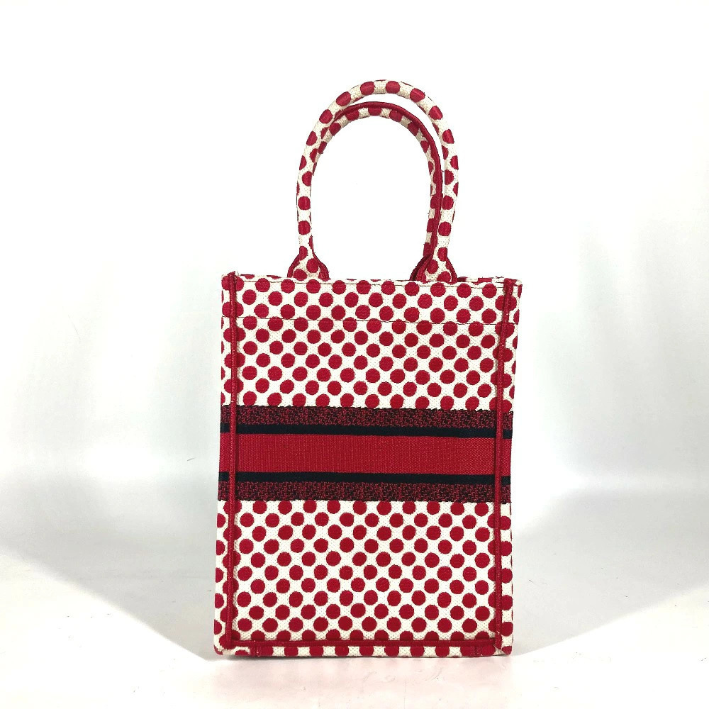Dior AMOUR Vertical Red Tote Canvas Book Polka Dot Handbag
